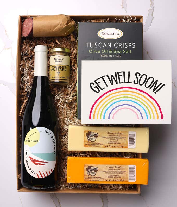 Get Well Soon Charcuterie & White Wine Gift Box 