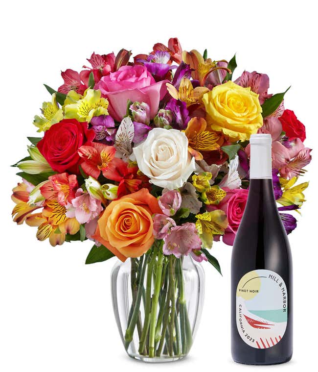 Roses &amp; Lilies with Red Wine